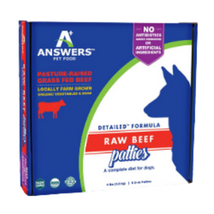 Answers Pet Food Detailed Formula Beef Raw Frozen Dog Food 4 lb, 8oz Patties Fashion