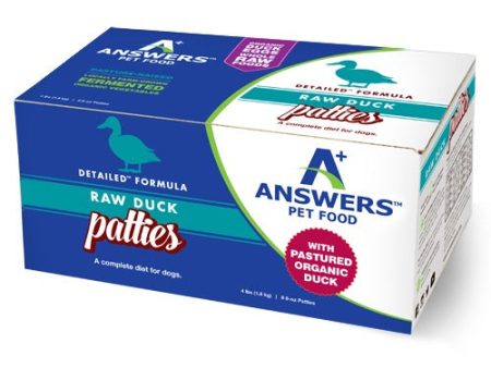 Answers Pet Food Detailed Formula Duck Raw Frozen Dog Food Patties, 8 oz Online Hot Sale