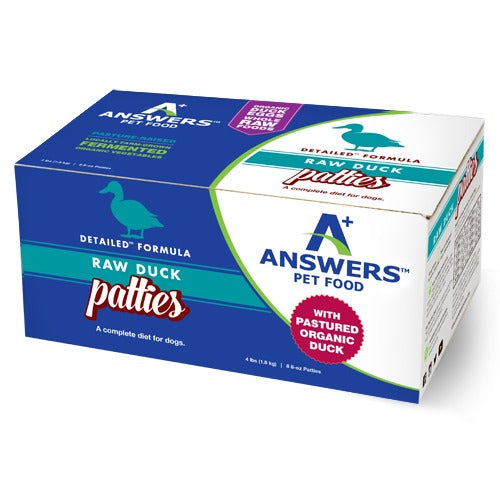 Answers Pet Food Detailed Formula Duck Raw Frozen Dog Food Patties, 8 oz Online Hot Sale