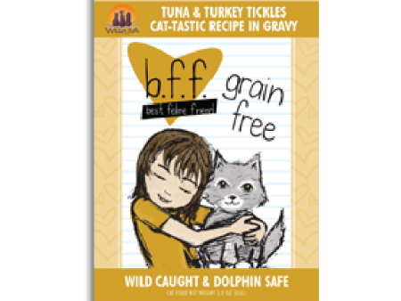 Weruva BFF OMG Tuna & Turkey Tickles Dinner in Gravy Wet Cat Food Pouches 3 oz For Sale